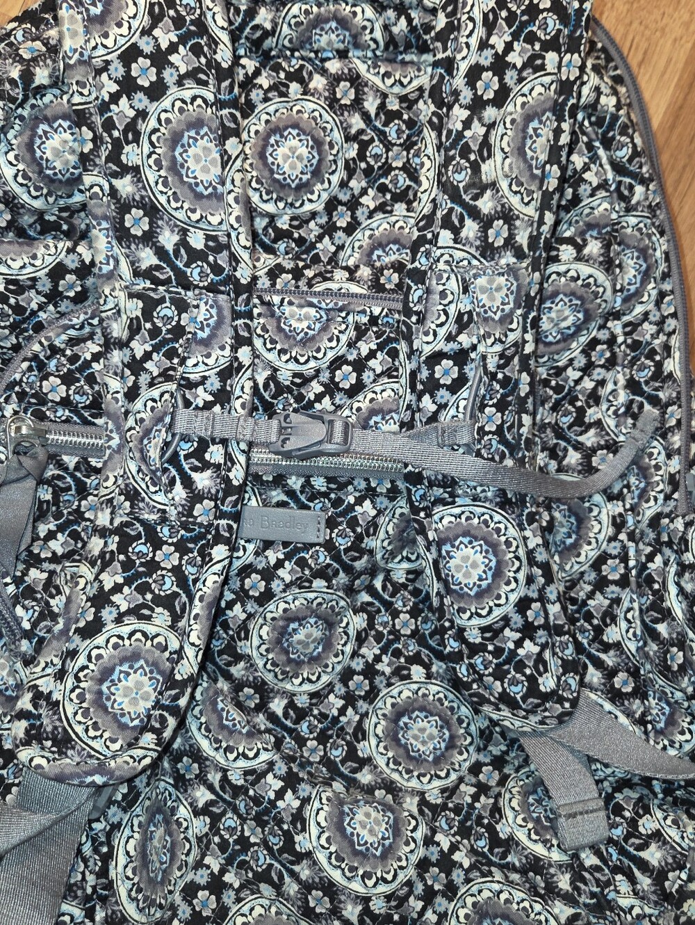 Vera Bradley Iconic Campus Backpack - Charcoal Medallion Quilted Cotton Laptop - Picture 7 of 14